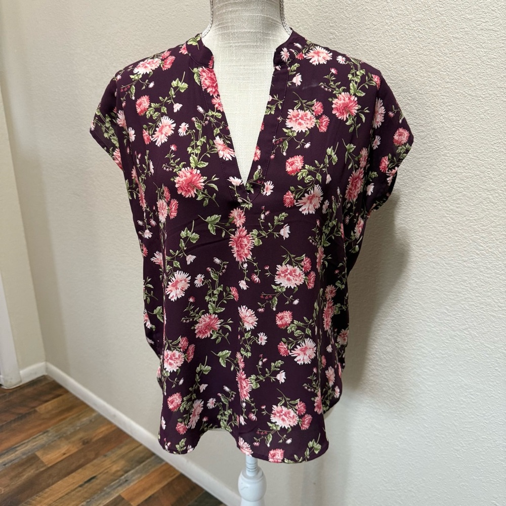 Forever 21 Floral Blouse - Purple and Pink - Size Small
